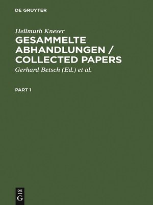 cover image of Gesammelte Abhandlungen / Collected Papers